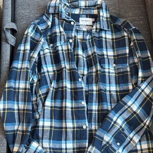 Goodfellow & Co Navy and Yellow Plaid Shirt